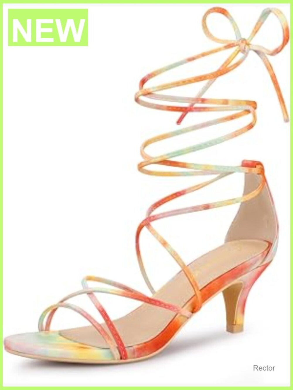 Kitten Heel Lace-Up Tie Dye Sandals Strappy Open Toe Party